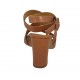 Woman's sandal with anklestrap in tan brown leather heel 8 - Available sizes:  34, 43, 46
