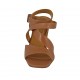 Sandale pour femmes avec courroie à la cheville en cuir brun clair talon 8 - Pointures disponibles:  34, 43, 46
