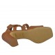 Woman's sandal with anklestrap in tan brown leather heel 8 - Available sizes:  34, 43, 46