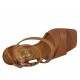 Sandale pour femmes avec courroie à la cheville en cuir brun clair talon 8 - Pointures disponibles:  34, 43, 46