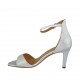 Scarpa aperta da donna con cinturino in pelle laminata argento tacco 7 - Misure disponibili: 42, 43, 44