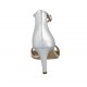 Woman's open shoe with strap in silver laminated leather heel 7 - Available sizes:  42, 43, 44