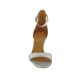 Zapato abierto con cinturon para mujer en piel laminada plateada tacon 7 - Tallas disponibles:  42, 43, 44