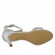 Scarpa aperta da donna con cinturino in pelle laminata argento tacco 7 - Misure disponibili: 42, 43, 44