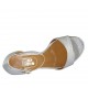 Zapato abierto con cinturon para mujer en piel laminada plateada tacon 7 - Tallas disponibles:  42, 43, 44