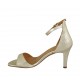 ?Zapato abierto con cinturon para mujer en piel laminada platino tacon 7 - Tallas disponibles:  33, 42, 43, 44, 46