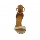 Woman's open shoe with strap in platinum laminated leather heel 7 - Available sizes:  33, 42, 43, 44, 46