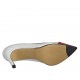 ?Zapato de salon para mujer en piel blanca y charol azul y rojo tacon 8 - Tallas disponibles:  32, 33, 42