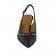 Slingback für Damen aus schwarzem Leder mit Nieten Absatz 5 - Verfügbare Größen:  32, 33, 46
