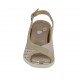 Sandalia para mujer con plantilla extraible en gamuza perforada beis y imprimida laminada platino cuña 5 - Tallas disponibles:  32, 34, 44, 45