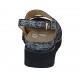 Woman's sandal with removable insole in black suede with white floral print wedge heel 4 - Available sizes:  33, 43, 44