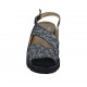 Woman's sandal with removable insole in black suede with white floral print wedge heel 4 - Available sizes:  33, 43, 44