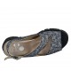 Woman's sandal with removable insole in black suede with white floral print wedge heel 4 - Available sizes:  33, 43, 44