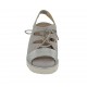 Woman's sandal with elastic band, laces and removable insole in grey suede and silver laminated leather wedge heel 4 - Available sizes:  33, 34, 42, 43, 44