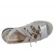 Woman's sandal with elastic band, laces and removable insole in grey suede and silver laminated leather wedge heel 4 - Available sizes:  33, 34, 42, 43, 44