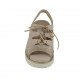 Sandalo da donna con elastico, lacci e plantare estraibile in camoscio beige e pelle laminata platino zeppa 4 - Misure disponibili: 33, 34, 42, 43, 44, 45