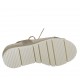 Sandalo da donna con elastico, lacci e plantare estraibile in camoscio beige e pelle laminata platino zeppa 4 - Misure disponibili: 33, 34, 42, 43, 44, 45