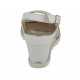 Sandalo da donna con plantare estraibile in pelle e tessuto bianco e laminata argento zeppa 5 - Misure disponibili: 32, 33, 34, 42, 43, 44