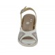 Sandalo da donna con plantare estraibile in pelle e tessuto bianco e laminata argento zeppa 5 - Misure disponibili: 32, 33, 34, 42, 43, 44