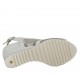 Sandalo da donna con plantare estraibile in pelle e tessuto bianco e laminata argento zeppa 5 - Misure disponibili: 32, 33, 34, 42, 43, 44