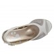 Sandalia para mujer con plantilla extraible en piel y tejido blanco y piel laminada plateada cuña 5 - Tallas disponibles:  32, 42, 43, 44