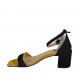 Escarpin ouvert pour femmes avec courroie à la cheville en daim noir et jaune talon 6 - Pointures disponibles:  32, 33, 34, 42, 43, 44, 45, 46
