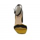 Escarpin ouvert pour femmes avec courroie à la cheville en daim noir et jaune talon 6 - Pointures disponibles:  32, 33, 34, 42, 43, 44, 45, 46