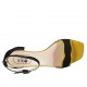 Escarpin ouvert pour femmes avec courroie à la cheville en daim noir et jaune talon 6 - Pointures disponibles:  32, 33, 34, 42, 43, 44, 45, 46