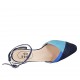 Zapato abierto para mujer con cinturon en gamuza azul, azul aciano y turquesa tacon 5 - Tallas disponibles:  32, 34, 43, 44, 45