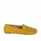 Woman's loafer with removable insole and tassels in yellow printed leather - Available sizes:  33, 43