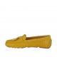 Woman's loafer with removable insole and tassels in yellow printed leather - Available sizes:  33, 43