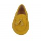 Woman's loafer with removable insole and tassels in yellow printed leather - Available sizes:  33, 43