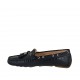 Mocassino da donna con plantare estraibile e nappine in pelle stampata nera - Misure disponibili: 33, 34, 42, 43, 44, 45, 46