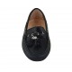 Mocassino da donna con plantare estraibile e nappine in pelle stampata nera - Misure disponibili: 33, 34, 42, 43, 44, 45, 46