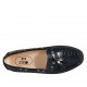 Mocassino da donna con plantare estraibile e nappine in pelle stampata nera - Misure disponibili: 33, 34, 42, 43, 44, 45, 46