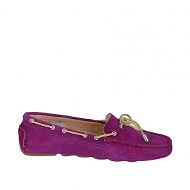 Mocassino da donna con lacci e plantare estraibile in camoscio viola  - Misure disponibili: 33, 42, 43, 44, 45, 46