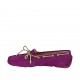 ?Damenmokassin mit Schnüren und herausnehmbarer Innensohle aus violettfarbenem Wildleder  - Verfügbare Größen:  33, 46