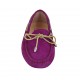 ?Damenmokassin mit Schnüren und herausnehmbarer Innensohle aus violettfarbenem Wildleder  - Verfügbare Größen:  33, 46