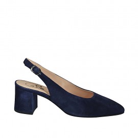Slingback für Damen aus blauem Wildleder Absatz 5 - Verfügbare Größen:  43, 46