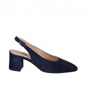 Slingback für Damen aus blauem Wildleder Absatz 5