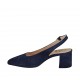Woman's slingback pump in blue suede heel 5 - Available sizes:  43, 46
