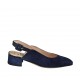 ?Woman's slingback pump in blue suede and printed leather heel 4 - Available sizes:  32, 33, 43, 45