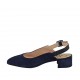 ?Woman's slingback pump in blue suede and printed leather heel 4 - Available sizes:  32, 33, 43, 45