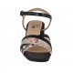 Sandalo da donna con cinturino in pelle nera e stampata rosa tacco 4 - Misure disponibili: 32, 34, 43, 45, 46