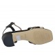 Sandalia para mujer con cinturon en piel negra y imprimida rosa tacon 4 - Tallas disponibles:  32, 34, 43, 45, 46
