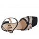 Sandalo da donna con cinturino in pelle nera e stampata rosa tacco 4 - Misure disponibili: 32, 34, 43, 45, 46