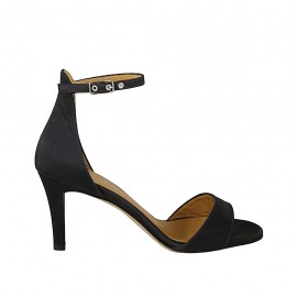 Offener Damenschuh mit Riem aus blauem Satin Absatz 7 - Verfügbare Größen:  32, 43, 44, 45, 46