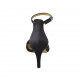Woman's open shoe with strap in blue satin heel 7 - Available sizes:  32, 43, 44, 45, 46