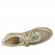 Woman's laced shoe in platinum laminated printed leather, suede and and pierced fabric wedge heel 3 - Available sizes:  33, 42, 43, 45
