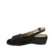Woman's sandal with removable insole in black patent leather and pierced suede wedge heel 4 - Available sizes:  31, 32, 33, 34, 42, 43, 44